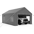 13x20ft Heavy Duty Carport, Portable Garage with 2 Doors & Roll-Up Window, Reinforced Steel Poles, Uv Resistant Waterproof Tarp, Portable Carport for Car, Truck, Boat,Motorcycle