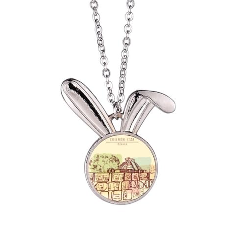 Collier avec pendentif lapin motif Mexique Chichen Itza bijoux ethniques anciens