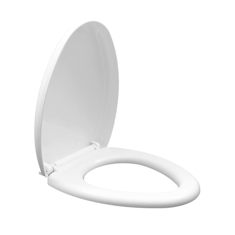 Hardstone Plastic Toilet Seat Cover with Soft Closer Mechanism- Oval Commode Seat Cover – with Sleek Design & Easy Installation with Installation Kit (60cm x 36cm, White)