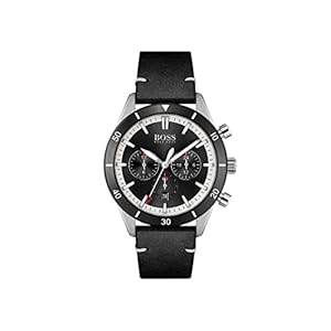 BOSS Men’s Stainless Steel Quartz Watch with Leather Strap