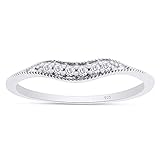 Round Cut White Natural Diamond Vintage-Style Contour Enhancer Guard Band Ring Jewelry for Women In
