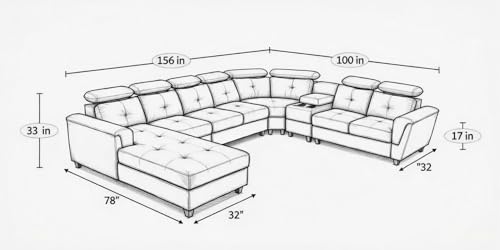 Image of Mishel 12 Seater Sofa Set for Living Room | Sectional U Shaped 12 Seater Sofa with Storage & Cupholder (Cream Leatherette, LHS)