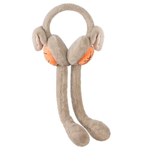XGOPTS Kids Winter Furry Warm Earmuffs with Pop Up Moving Jumping Ears Funny Plush Soccer Ear Warmers Bunny Headbands Cosplay
