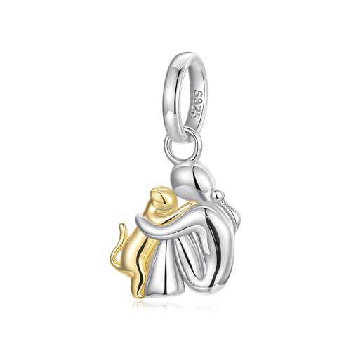 Abalorio de plata de ley 925 con diseño de caballo de amor, con diseño de unicornio, perro, gato, zorro, animal, para cumpleaños, familia, apto para pulseras Pandora, one size, Plata de ley, Circón