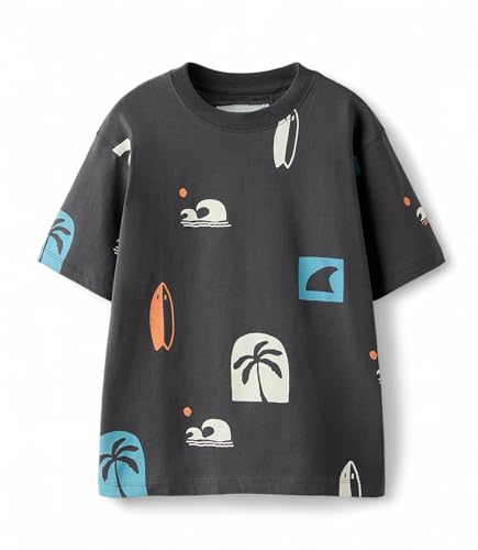 Image of Alan Jones Clothing Boys Oversized Cotton Printed T-Shirt | Round Neck, Short Sleeves, Casual Wear