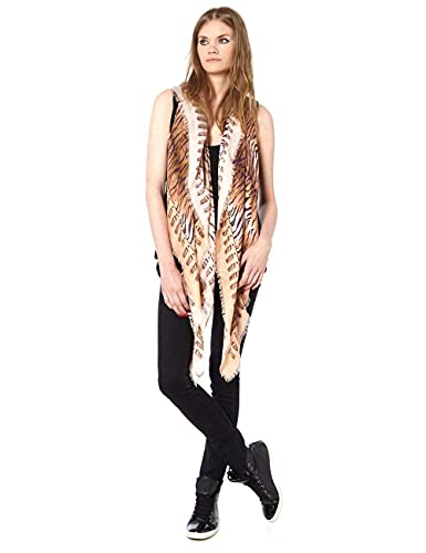 Écharpe beige VASSILISA avec imprimé tigre élégant - 2