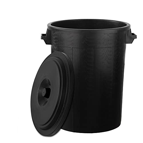 BigDean Universaltonne 100 Liter mit Deckel und 2 Tragegriffen Allzweck Tonne Schwarz