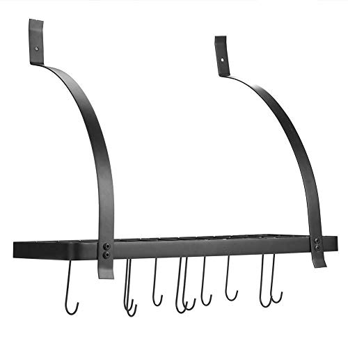 Opknoping Pan Rack Wandmontage Zwarte Kleur Metalen Opknoping Pan Pot Rack Met 10 Haken Keuken Organizer - Image 7