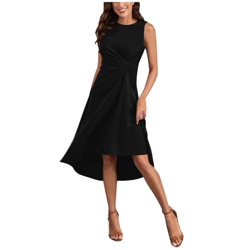 Robe unie sans manches à structure plissée moderne et fluide