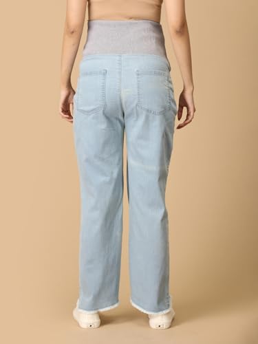 Image of The Mom Store Maternity Jeans for Women | Stretchy & Comfortable Denim Pants | Breathable & All-Day Comfort | Pre and Post Pregnancy Wear for New Mom Pant