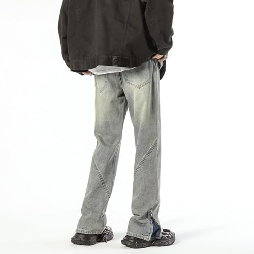 Jeans Pants Trousers Denim Spring and Autumn High Street Men's Design Sense Zipper Micro Pull Loose Classic Long4