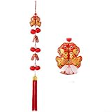 Qualoramall Adornos colgantes de caqui chino para decoraciones de Año Nuevo, colgante de plástico rojo festivo, exhibición del hogar, 120 cm (B)