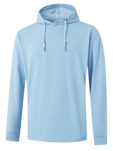 DTWOOO Hoodies for Men Golf Hooded Sweatshirts Dry Fit Athletic Lightweight Casual Midlayer Mens Hoodies Pullover Misty Blue