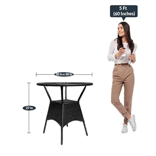 Image of Furniture D-12 Wicker Patio Furniture Sets for Garden Balcony Outdoor Coffee 2Chair with 1Table Set|Cushion|Powder Coated|UV Protected |Conversation Set(Black)