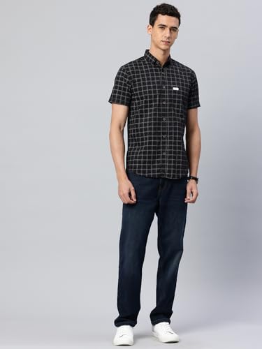 Image of Majestic Man Slim Fit Pure Cotton Half Sleeve Checked Casual Shirt