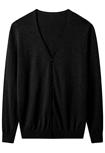 Cardigan léger col en V ZHILI noir S maille respirante homme