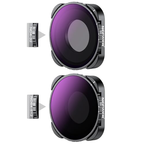 NEEWER Pack de 2 Filtre Variable ND4-32 & ND64-512 (Pack de 2),2-5 & 6-9 Arrêt Accessoire Filtre ND Verre Optique HD Multicouche Cadre Compatible avec GoPro Hero 9 10 11 12 Go Pro 13 Noir,sans Motif X