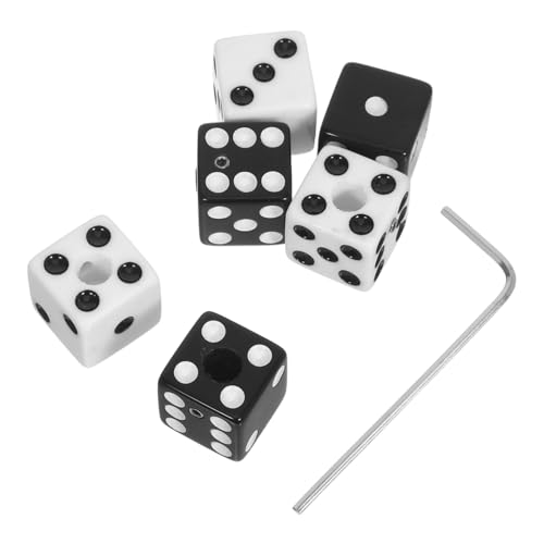 UPKOCH 2 セット黒白ダイス形状プラスチック製エレキギター ベース用音量トーンコントノブ 交換用ノブと簡単取り付けレンチ付き 多機種対応ミ