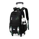 GRUOTEIS Mochila infantil com rodinhas para meninos e adolescentes, mochila escolar com rodas, 2 rodas - 01 - preto, 2 rodas