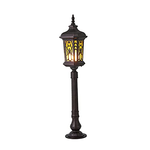 KADELONG – Outdoor Lawn Lights Glass Shade E27 Path Lights V-intage Villa Garden Yard Lamps Landscape Driveway Walkway External Night Security Lighting Fixture H36.43in,Chandelier Lighting, jq-842