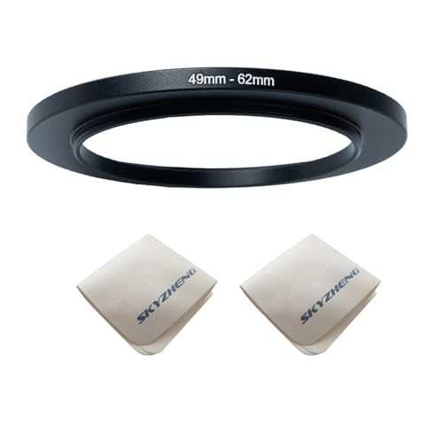 Anillo Adaptador de Lente 49 mm a 62 mm, Anillo Step Up para Filtros UV, ND y CPL, con Paño para Limpiar Lentes (2 unidades) miniatura 1