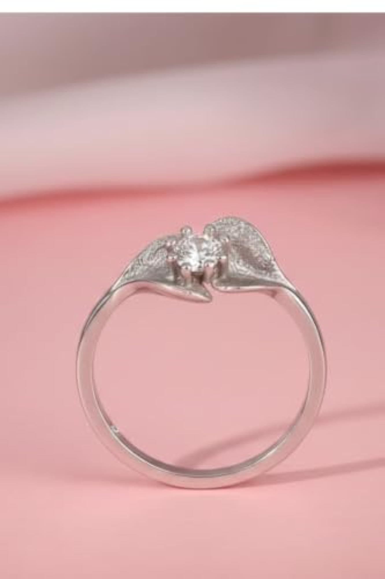 Solitaire Ring in 925 Sterling Silver with Rhodium Polish, Size 7