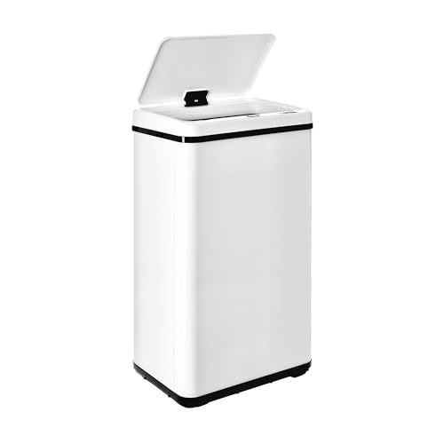 Well Home MOBILIARIO & DECORACIÓN Cubo de Basura Inteligente SIN Patas con Apertura automática y Contacto Manual de 50L, 35,5x26x H.56cm, Blanco.