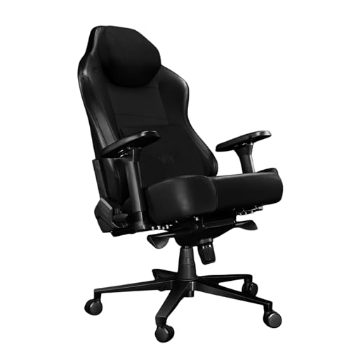 YUMISU Silla Gamer de Oficina 2054F para Gaming - Negro con Cojines magnéticos para Cuello y Lumbar - de Piel sintética con reposabrazos 4D - Sillón Gaming con Ruedas de Goma silenciosas 150 kg