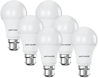 paul russells LED GLS Light Bulbs Bayonet Cap BC, 75w Bulb, 11W 1050LM LED Bulbs, 6500K Daylight, Classic Frosted A60 Standard B22D Energy Saving Globe Lamp Bulbs, Pack of 6