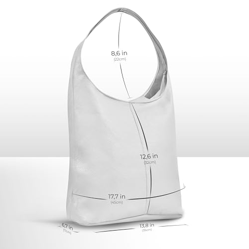 Bolso Hobo de Cuero Italiano para Mujer con Cierre miniatura 5