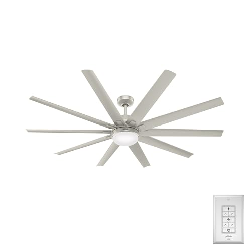 Hunter 72 inch Outdoor or Indoor Ceiling Fan with LED Light - Ceiling Fan with Wall Control, For...