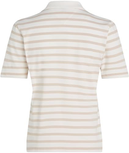 Tommy Hilfiger Damen Poloshirt Kurzarm Stripe Slim Fit, Weiß (Breton STP/Ecru/Classic Beige), XL – Ansicht 6