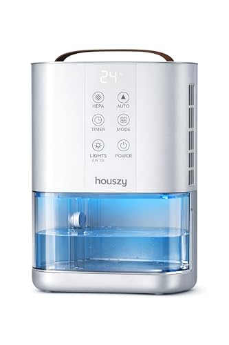 Houszy Dehumidifier for Bedroom Semiconductor 2.2L Quiet Sleep Mode Timer