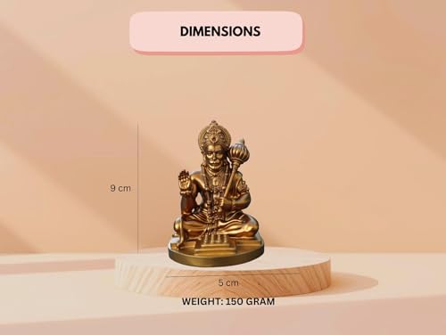 Image of Hanuman Ji Idol for Car Dashboard, Home & Office | Lord bajrangi Murti for Pooja, Mandir | Resin Balaji Statue for Protection, Positivity | Spiritual Gift Item (Gold 1)