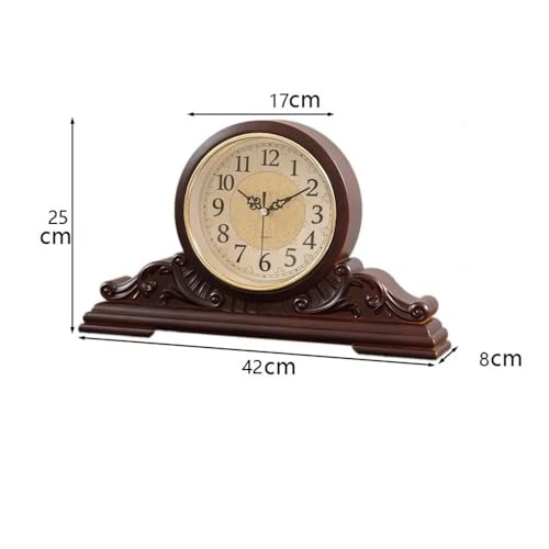 Reloj de mesa de madera maciza grande para salón de estilo vintage 3