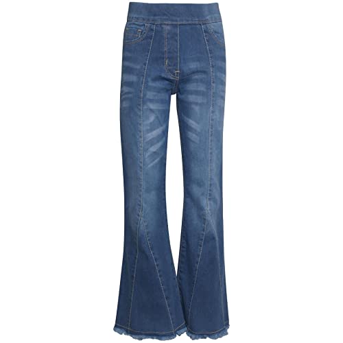 Girls Comfort Denim Jeans Stretchy Pants Dark Blue Flared Bell Bottom Jeggings Pants Fashion Jeans Age 5-14 Years2