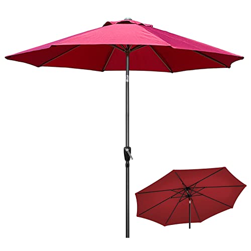 Sombrilla para exteriores de 9 pies con inclinación y manivela para proteger el sol, sombrilla para patio, mercado, con varillas sin base, para jardín, césped y piscina, a, A