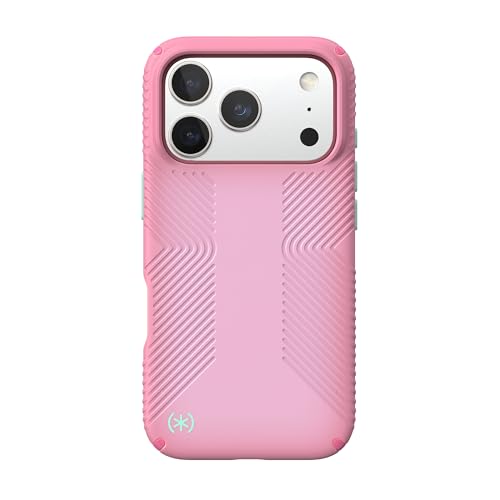 Image of Speck Presidio LUX Grip for iPhone 17 Pro Case, MagSafe-Compatible, Slim Protective Case, IBIS Pink /Dark IBIS /KANOM Green