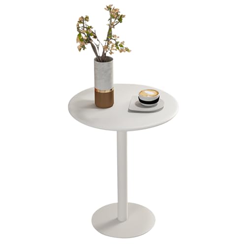 WQZzjm Mesa de Bar y Pub Redonda de Metal Beige Moderna para salón, Cocina y Comedor, Mesa de cóctel Alta (Blanca, 48 x 48 x 62 cm)