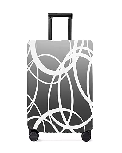 Travel Luggage Cover Spandex Elastic Suitcase Cover for Luggage, Scratch Proof Luggage Cover Protector for Trunk Case 26-28 Inch Luggage, Modern Art Circle Ombre Line Grey