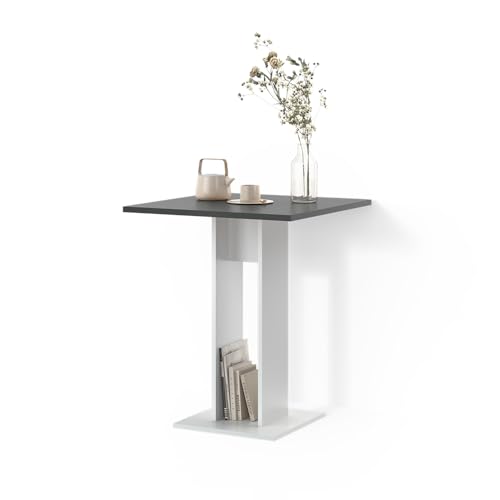 Livinity Mesa de Comedor Regusa, Blanco/Antracita, 65 x 78 cm