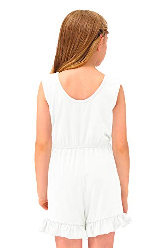 Besserbay Big Girls Summer Casual Romper Ruffled Trim White Jumpsuit 13-14 Years #TOP5