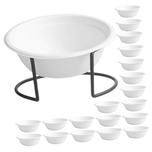 MOTHNUR 使い捨てペットフードボウル 小型犬用猫犬給餌皿 ペット屋外室内兼用 快適で な紙製 黒色スタンド付き