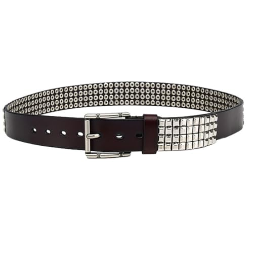 4 Rows Studded Belts Metal Punk Rock Rivet Waist Strap Grommet Threads Belt With Bright Metal Pyramid For Women Men3