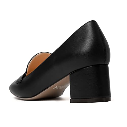 Image of MODENCOCO Womens Square Toe Slip On Comfortable Casual Matte Work Chunky Low Heel Loafers Shoes 2 Inch