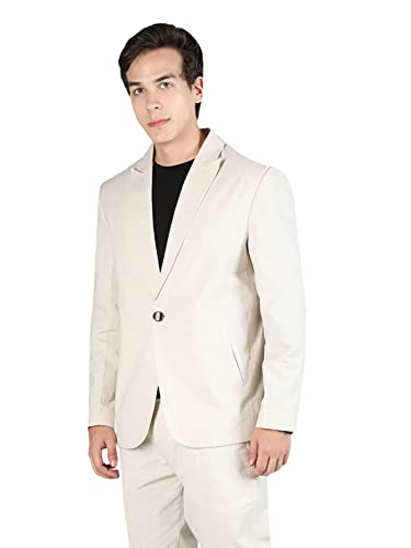 Image of CHKOKKO Men Solid Slim Fit Notched Lapel Single Breasted Formal Blazer