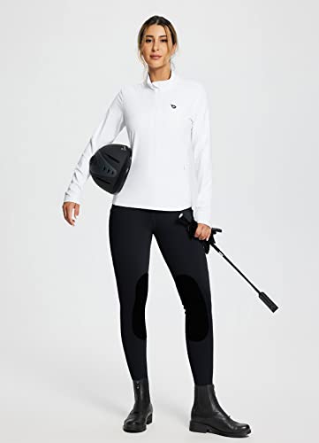 BALEAF Damen Reithose Winter Reitleggings Kniebesatz wasserabwiesend Thermoleggings gefüttert mit Handytasche für Frauen Mädchen Schwarz M