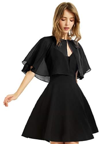 Capas De Gasa para Mujer, Boleros, Chales Festivos De Verano, Ligeros y Suaves, Elegantes para Bodas, para Cubrir Vestidos, Color Negro, Talla Única, Tallas Xs-3Xl