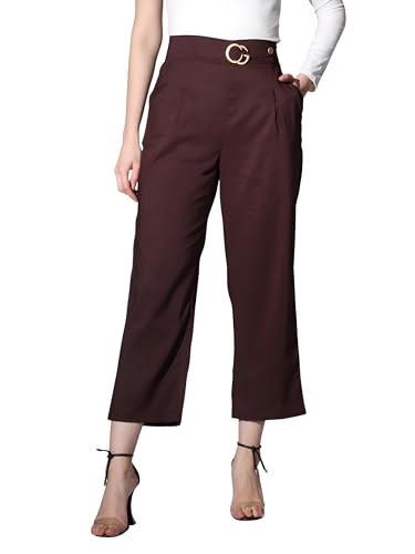 Image of Leriya Fashion Women's Ankle Fit High Rise Trousers High-Waisted Pant| Korean Trousers