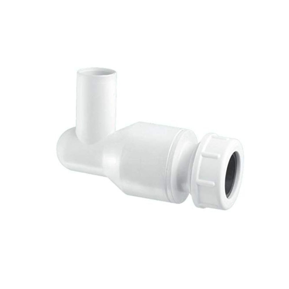 McAlpine - Pipe Fitting - 90 Degree Elbow with Non-Return Valve - White